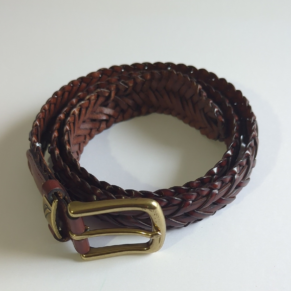 Nautica Leather Braided Belt 34/85 Measures 40" From Buckle To End